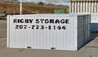 A white container with the words rugby storage on it.